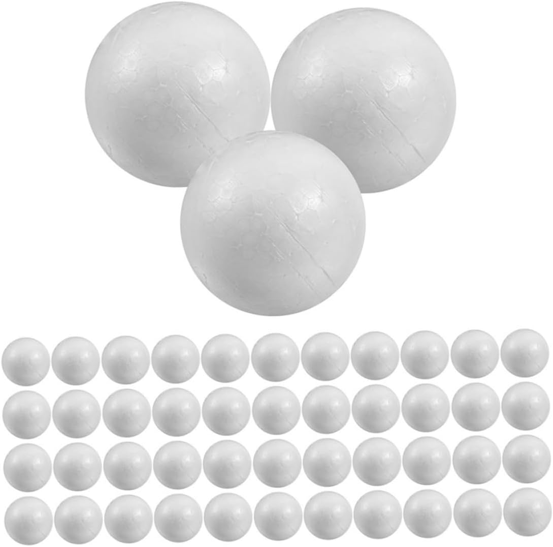 Homoyoyo 50pcs Polystyrene Balls Foam Balls for Craft Foam Spheres Round for Wedding Decor and Home Dcor