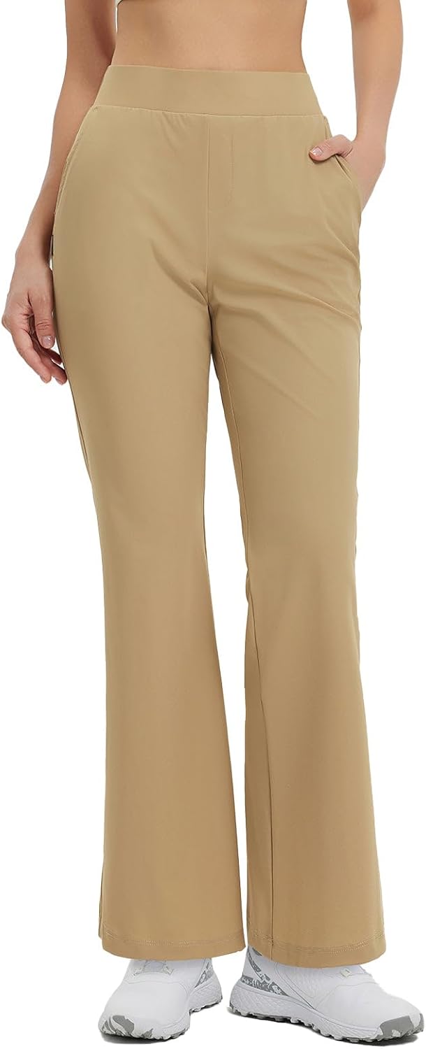 baleaf Women's 26"/29" Work Patns Stretchy Golf Lightweight Stretch Flare Dress Pant Pockets Bussiness UPF 50+