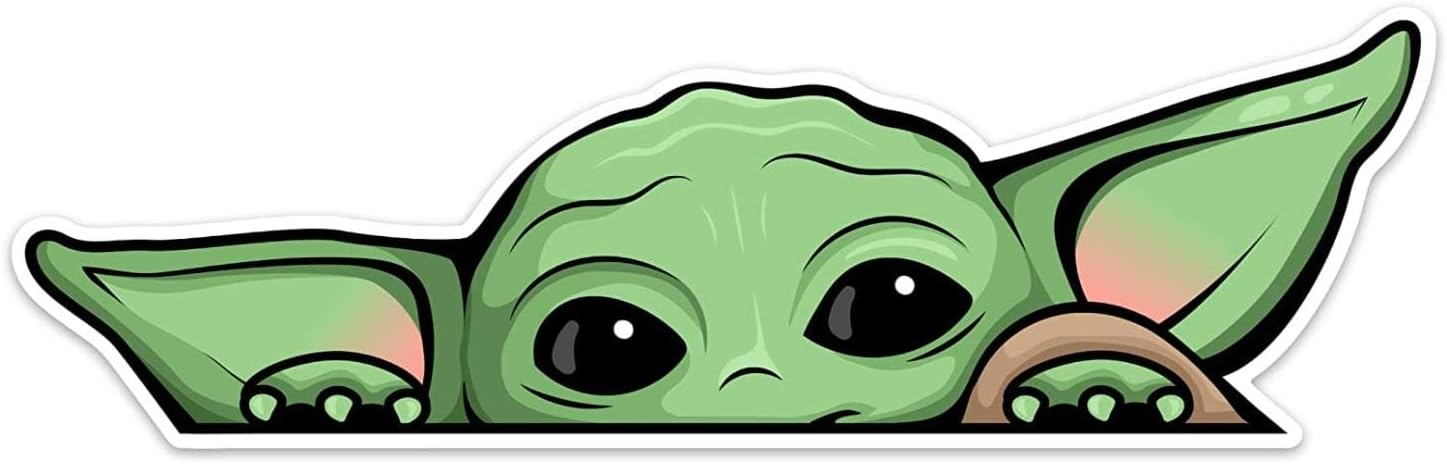 H&S (Pack of 3) Peeking Baby Yoda Vinyl Decal Sticker for Cars | Trucks | Vans | SUV | Walls | Windows | Laptops | Cups | Bottles | Size: 5" x 2"