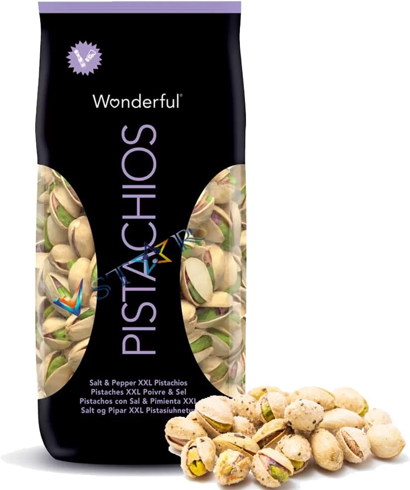 Wonderful Salt & Pepper Pistachios Large Nuts Pack 1.36kg