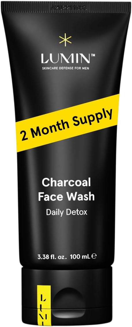 Lumin Men’s No-Nonsense Charcoal Cleanser/FaceWash (1.7oz.): Unclog Pores of Oil, Dirt and Pollution - Experience a Smooth and Fresh Face-Korean Made Grooming for the Modern Man - Reach Your Best Look