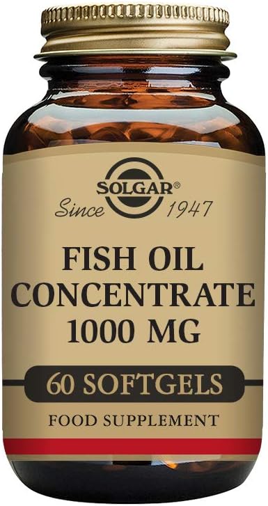 Solgar Fish Oil Concentrate 1000 Mg Softgels - Pack of 60 - Supports Normal Functioning of Heart, Brain Function and Vision - Daily Wellbeing - Gluten Free