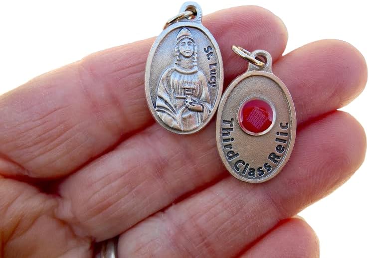 THIRD CLASS RELIC MEDAL ST LUCY MADE IN ITALY PIECE OF CLOTH THAT TOUCHED HER 1rst CLASS RELICS