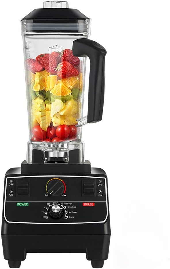 QREZ Professional Countertop Blender, Blenders for Kitchen Food Processor Kitchen Blender Food Mixer 2200W Smoothie Maker 2000Ml Multifunctional Blender for Smoothies And Milkshakes, Black