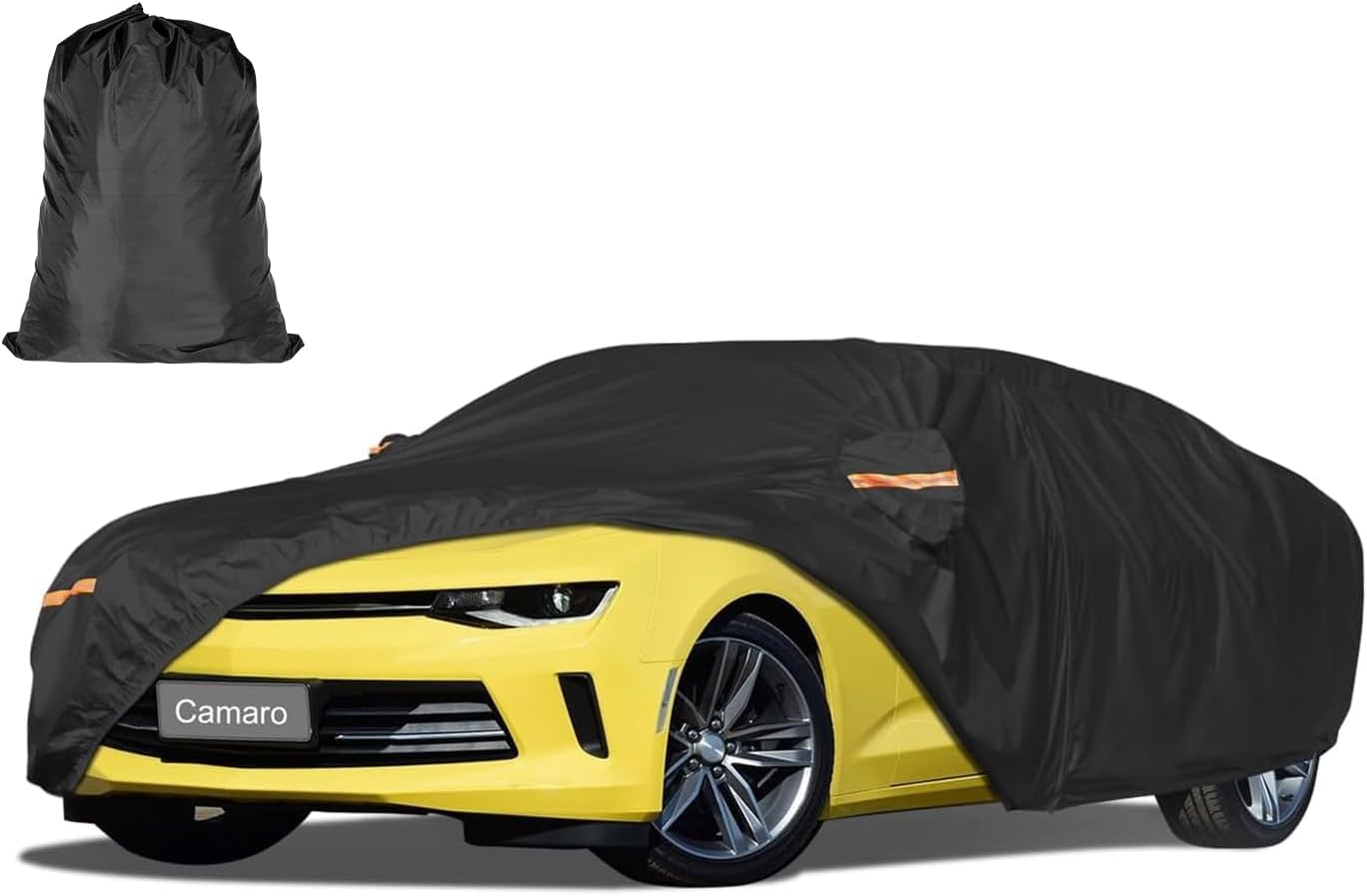 INSAUTO Waterproof Car Cover for Chevy Camaro 2010-2024,Upgrade 210D Oxford 100% Waterproof All Weather Outdoor Car Covers Sun Rain Snow Hail Protection with Driver Door Zipper