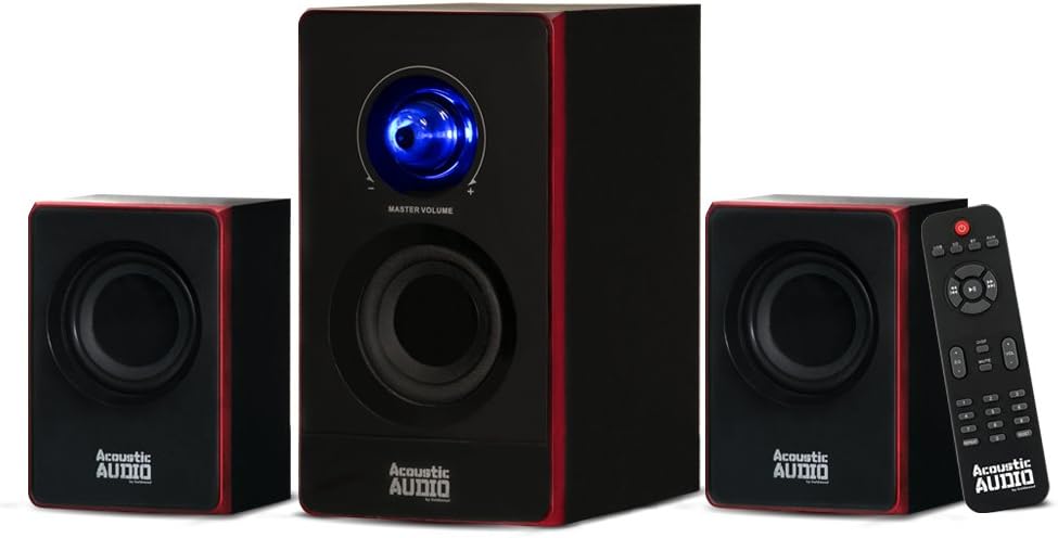 Acoustic Audio by Goldwood 2.1 Bluetooth Speaker System 2.1-Channel Home Theater Speaker System, Black (AA2103)