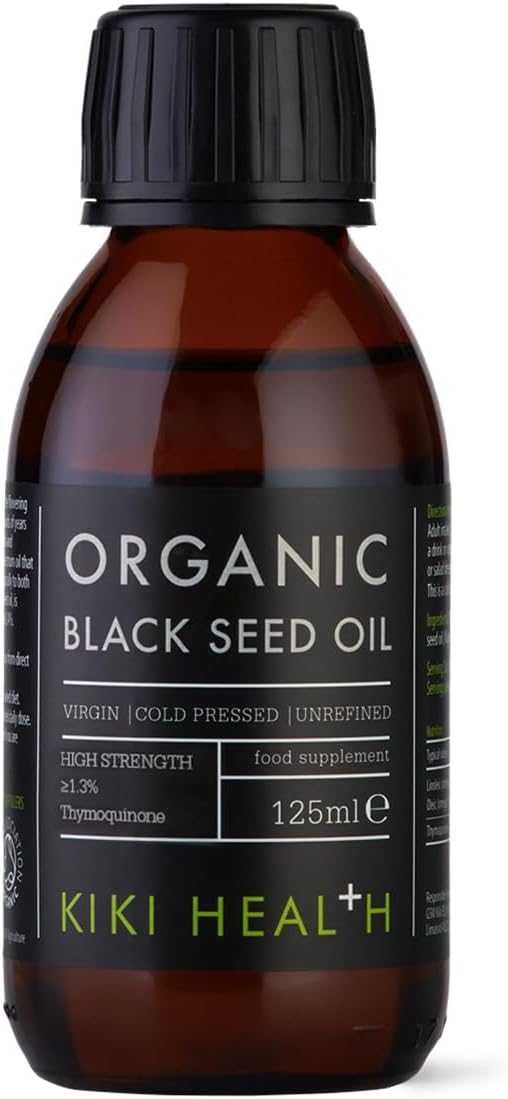 KIKI Health Organic Black Seed Oil | Cold Pressed | 2.4% Thymoquinone | Antioxidant for Immune Health, Brain Function, Joints, Digestion, Hair & Skin | Vegan, Gluten-Free, Non-GMO - 125ml