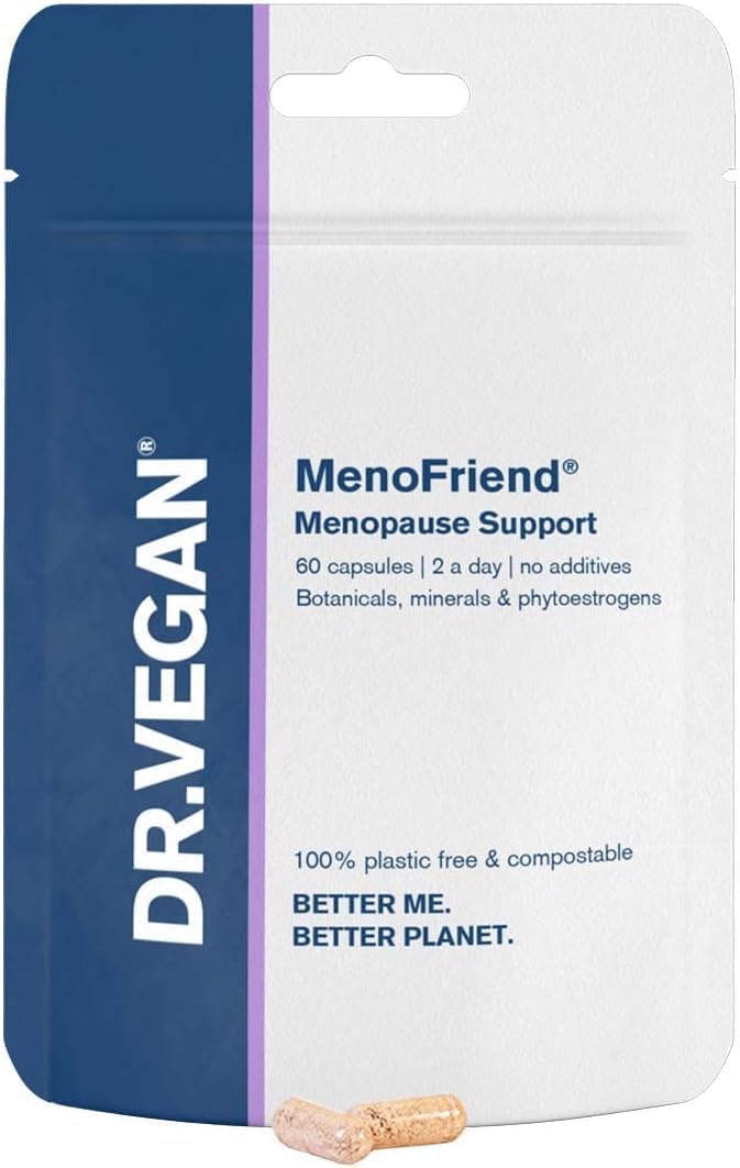 MenoFriend | Menopause Support | Botanicals, Minerals and Phytoestrogens| 60 Vegan Capsules | Two-A-Day | DR.VEGAN