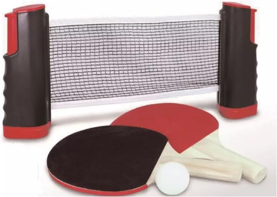 Portable Ping Pong Set Table Tennis Retractable Net For Any Table With Bats & Balls Game Set