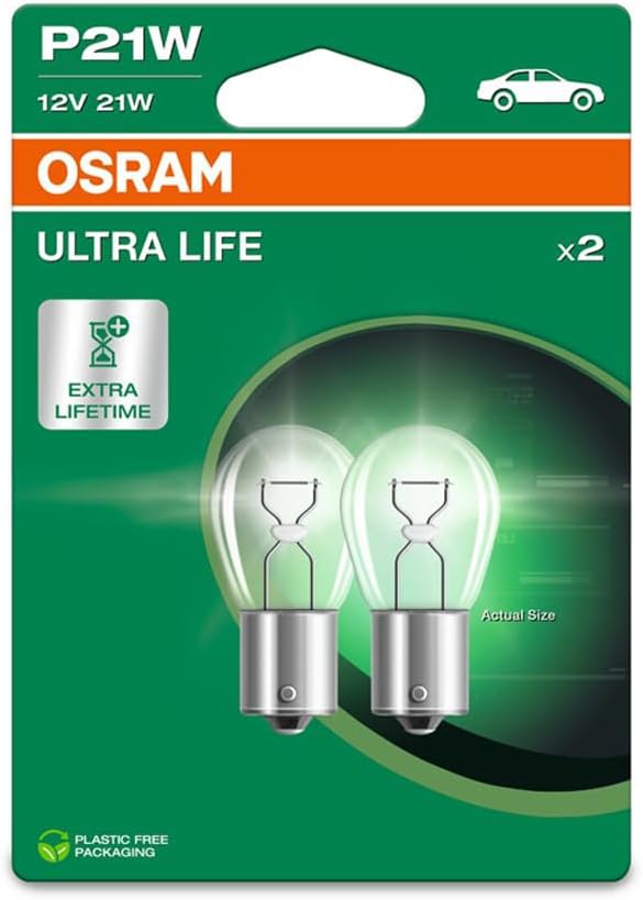 OSRAM ULTRA LIFE, P21W, Double Blister, (2 lamps), white