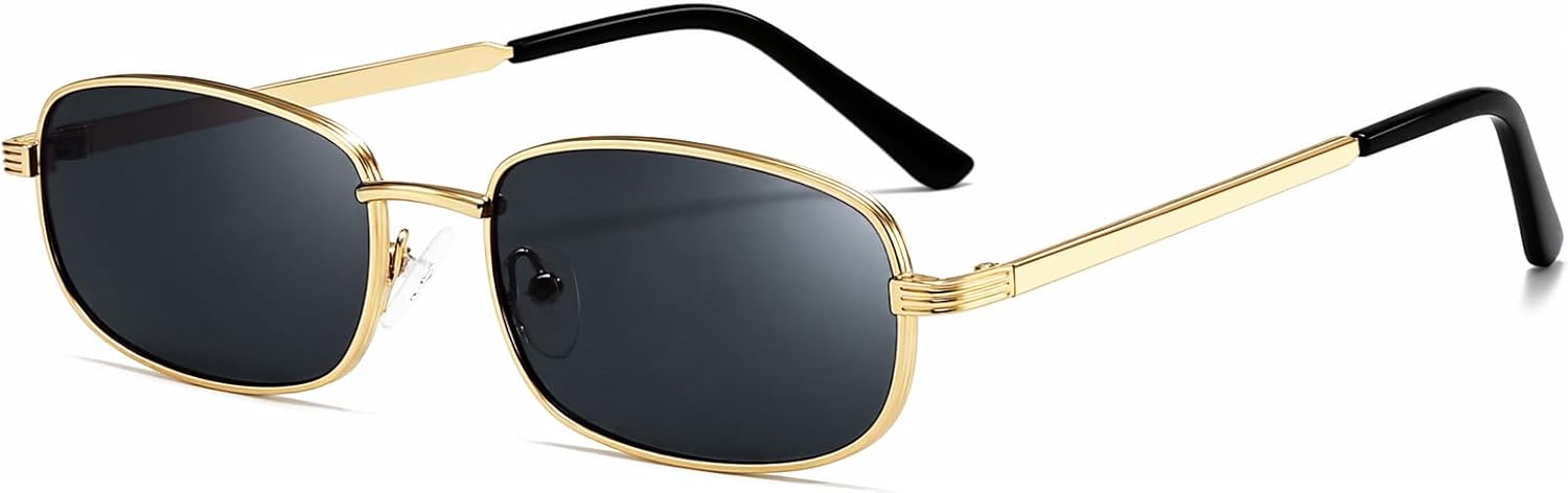 SUNGAIT Retro Narrow Rectangle Sunglasses Womens Mens Y2K Slim UV400 Protection Chic 90s