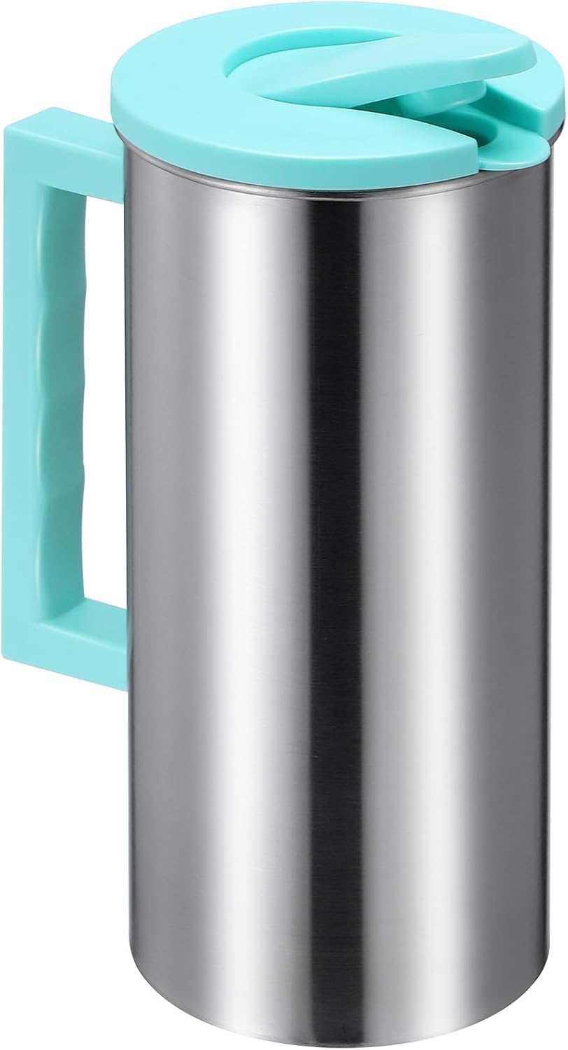 Cabilock 60.8 Oz Stainless Steel Pitcher with Lid, Large Capacity Chill Stainless Steel Jug Insulated Water Pitcher Keeps Drinks Beverage Container for Hot/Cold Water, Beer, Coffee, Juice, and Drink