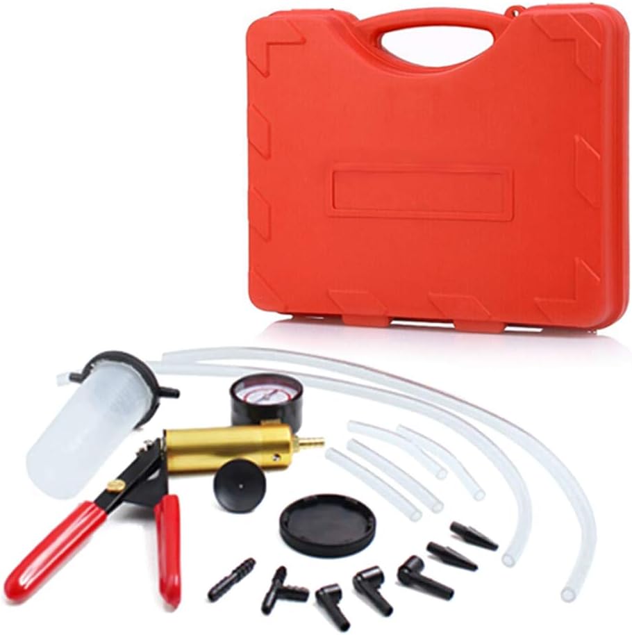 Awsuc Brake Bleeding Kit, Hand Held Vacuum Pump Pressure Tester with Durable Gauge, Brake Fluid Bleeder Kit for Car Motorcycle Diagnosis