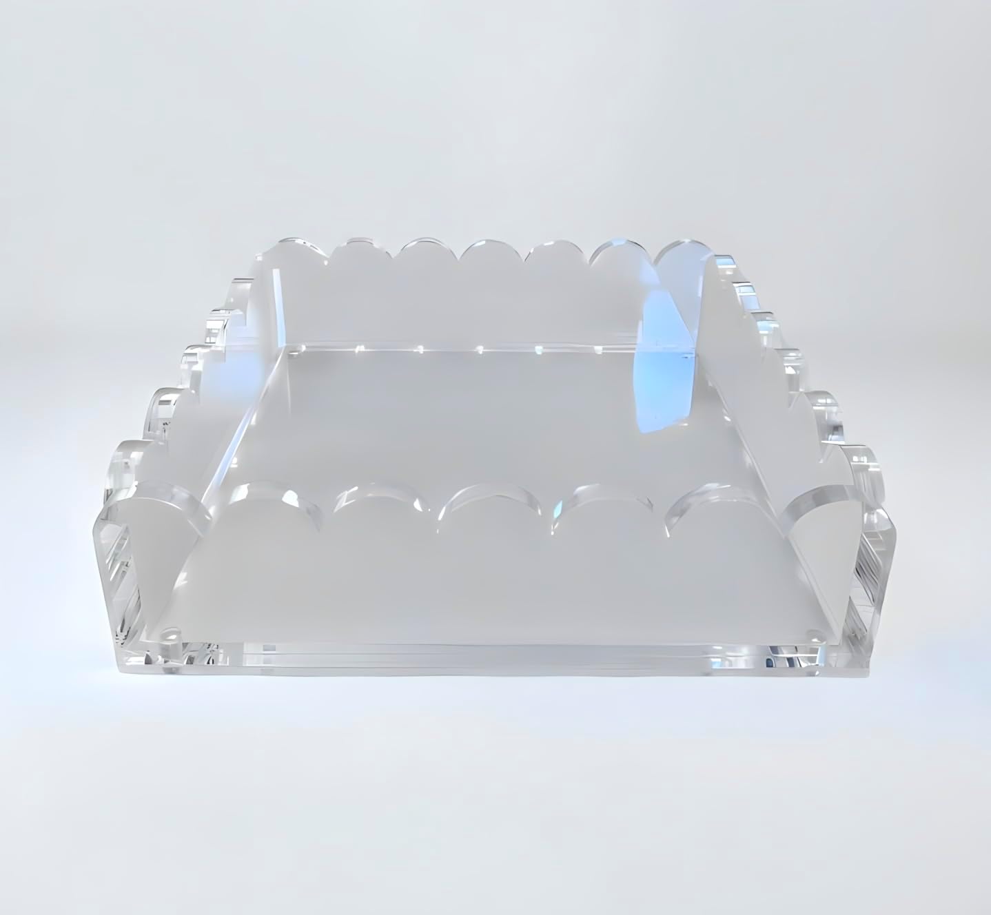 Acrylic Scalloped Tray with Magnetic Mat - Customizable for Photos, Art, and Messages, Includes Anti-Slip Pads, 8 x 8, Clear, SAT0001
