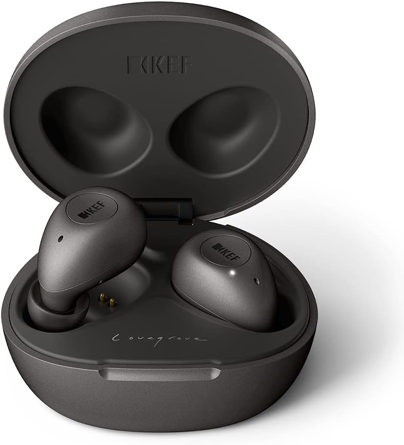 KEF Mu3 Noise Cancelling True Wireless Earphones, Charcoal Grey
