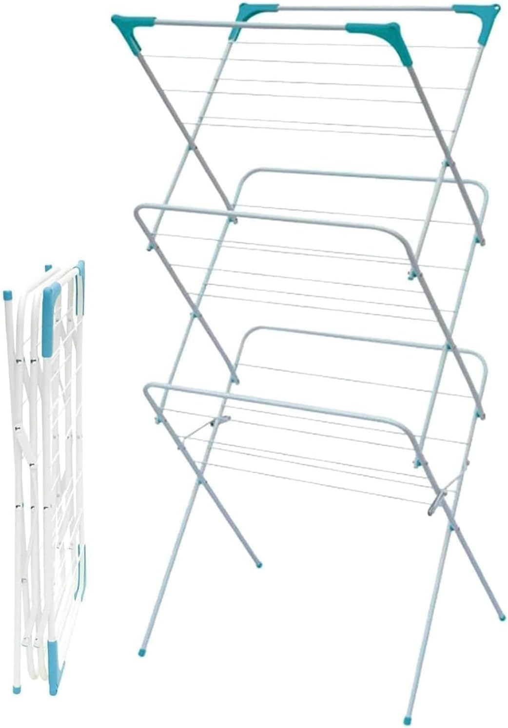 BARGAINS-GALORE 3 Tier Foldable Clothes Airer - Laundry Concertina Towel Dryer Horse Baby Kids | Indoor Outdoor Patio | Clothes Drying Rack | Washing Line Airers Maiden - Non Slip Feet, Lightweight
