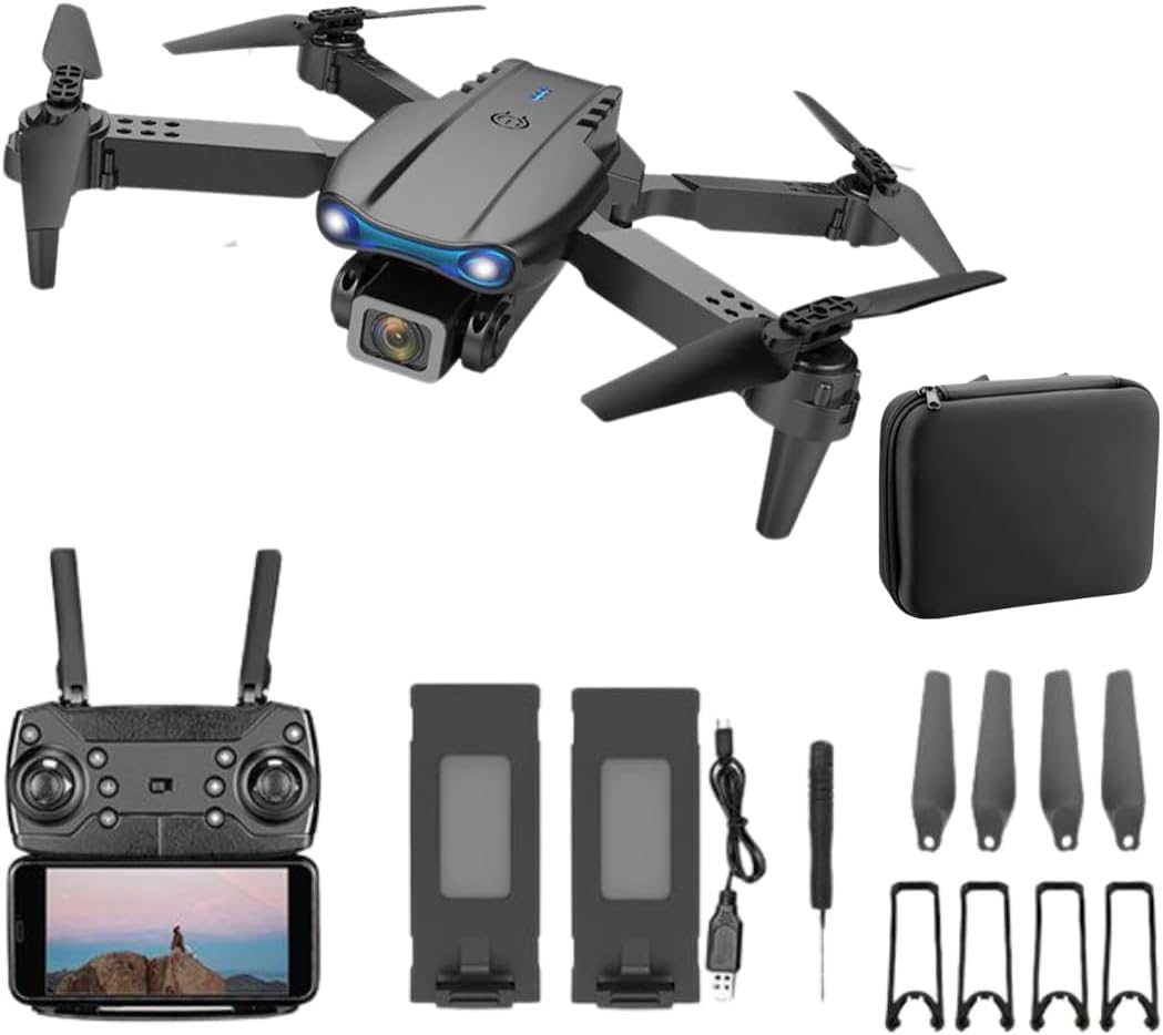 Trendi Foldable Quadcopter Drone with 360° Roll | 150m Range | Dual HD Camera Lens | 25-30 Min Flight Time | Speed Control, Gesture Manipulation, Optical Flow, Avoidance | 2 Batteries (Black)