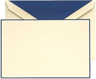 Crane & Co. Regent Blue Hand Bordered Ecruwhite Correspondence Cards (CC3131)