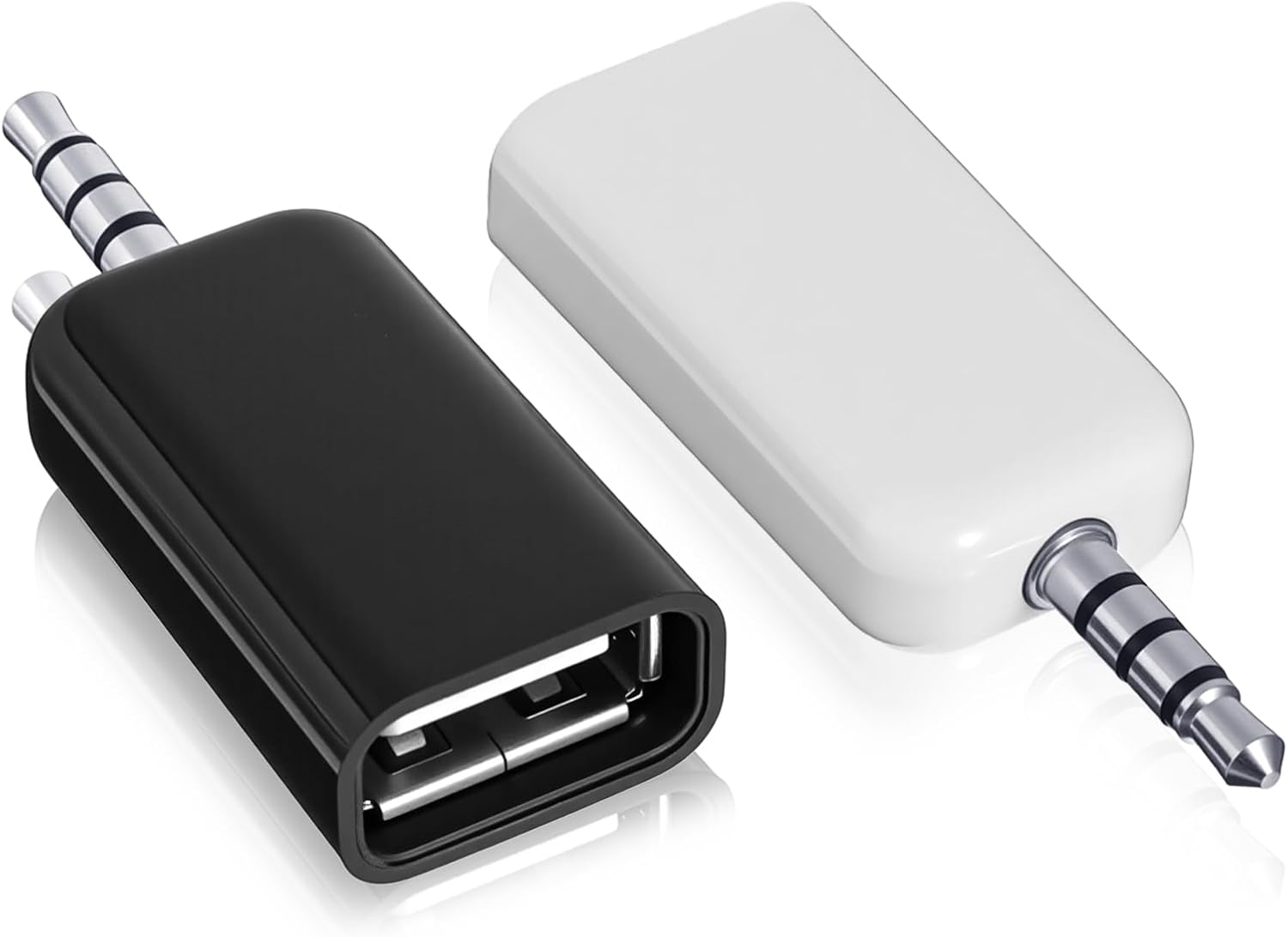 2 Pack AUX to 3.5mm Audio Adapter AUX to USB Adapter Audio Cable USB A Female 3.5mm Male Audioes Converter Jack Plug for USBs Flash Drive Car CD Player Only Work for Car Auxiliary Port Black White