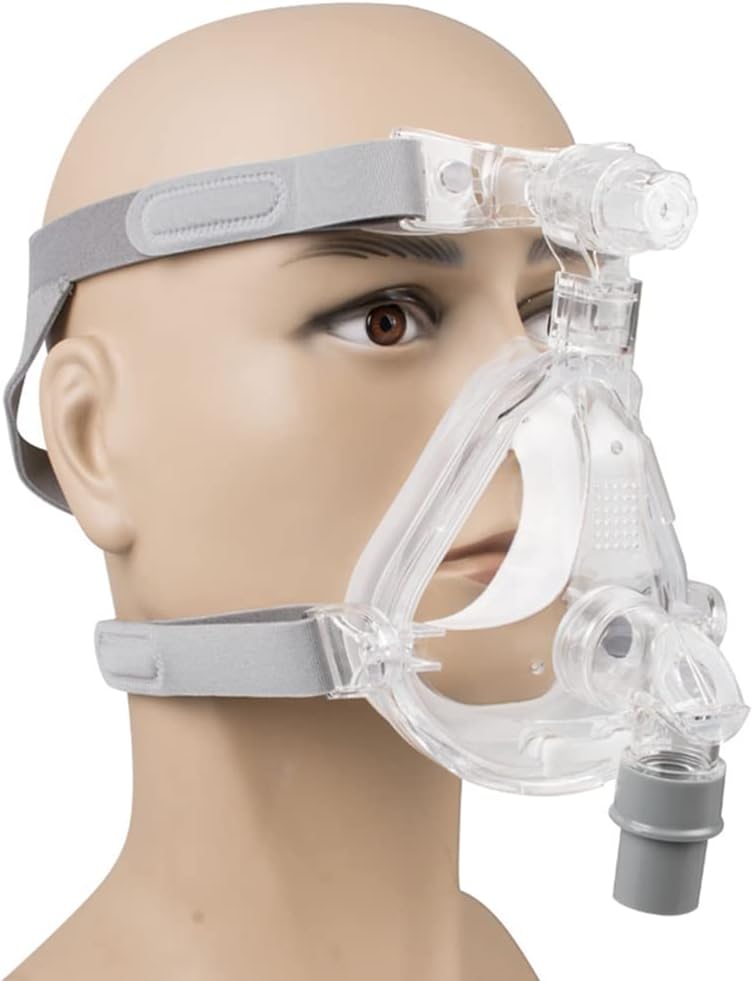 Full Face Mask Silicone Gel with Free Adjustable Headgear Clips for Sleep (M)