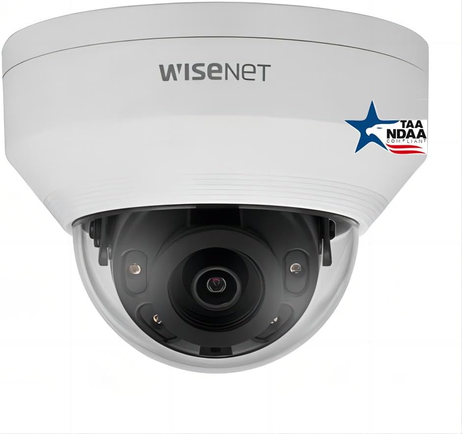 Hanwha ANV-L7012R A-Series 4MP Vandal Dome IP Camera, NDAA TAA Compliant, 3mm Fixed Lens 107.5° Wide View Angle, White, Compatible with Hanwha IP Camera System