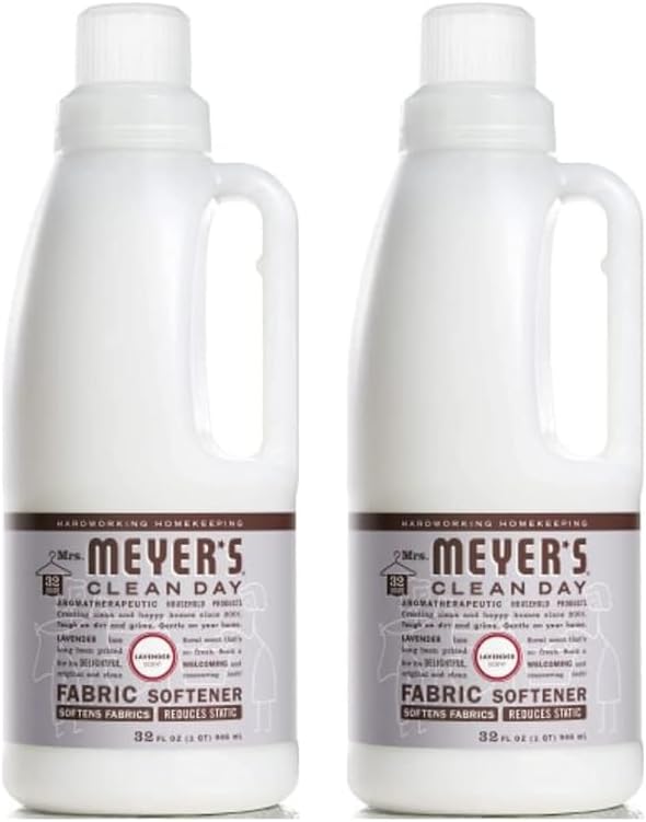 Mrs. Meyer's Clean Day Liquid Fabric Softener Bottle, Lavender Scent, 32 Fl oz (Pack of 2)