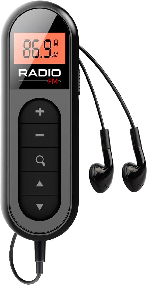 FM Portable Radio, Rechargeable Pocket Radio with Best Reception Digital Tuning, LCD Screen,Belt Clip, Stereo Sound Earphone Jack for Gym, Jogging, Walking, Camping