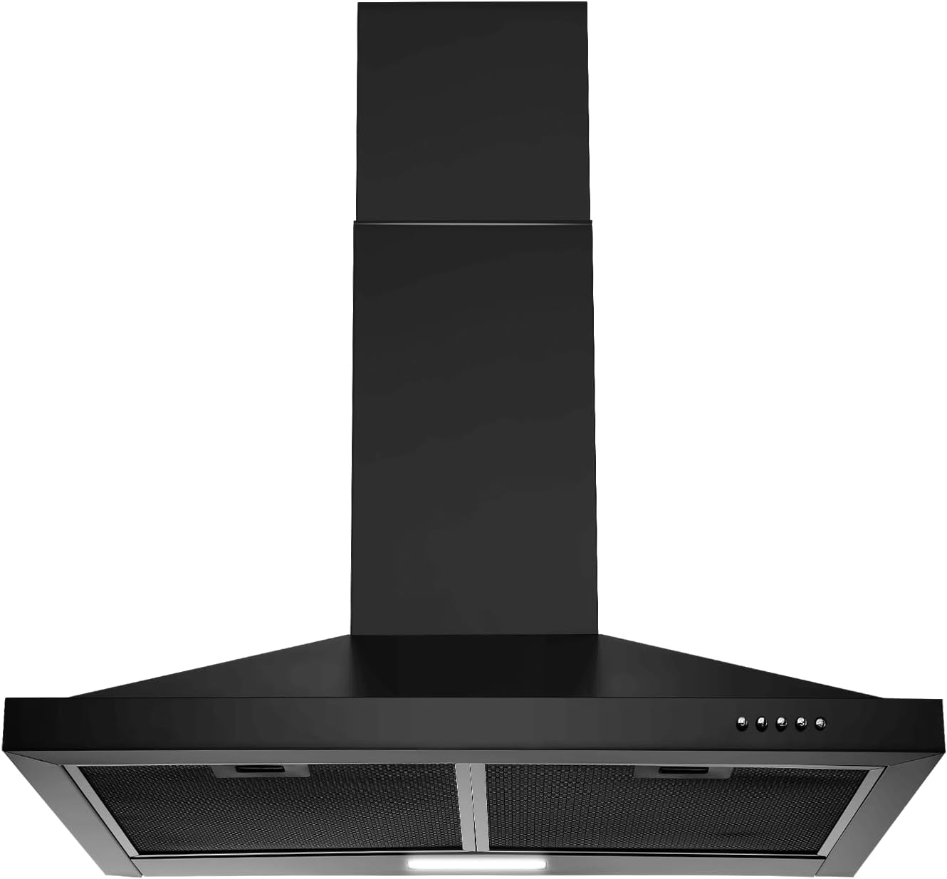SNDOAS 24 inch Range Hood Black Range Hood, Ductless Range Hood with Energy Saving LED Light,Wall Mount Kitchen Hood,Over Stove Vent,Stainless Steel Chimney-Style Range Hood,Black Vent Hood