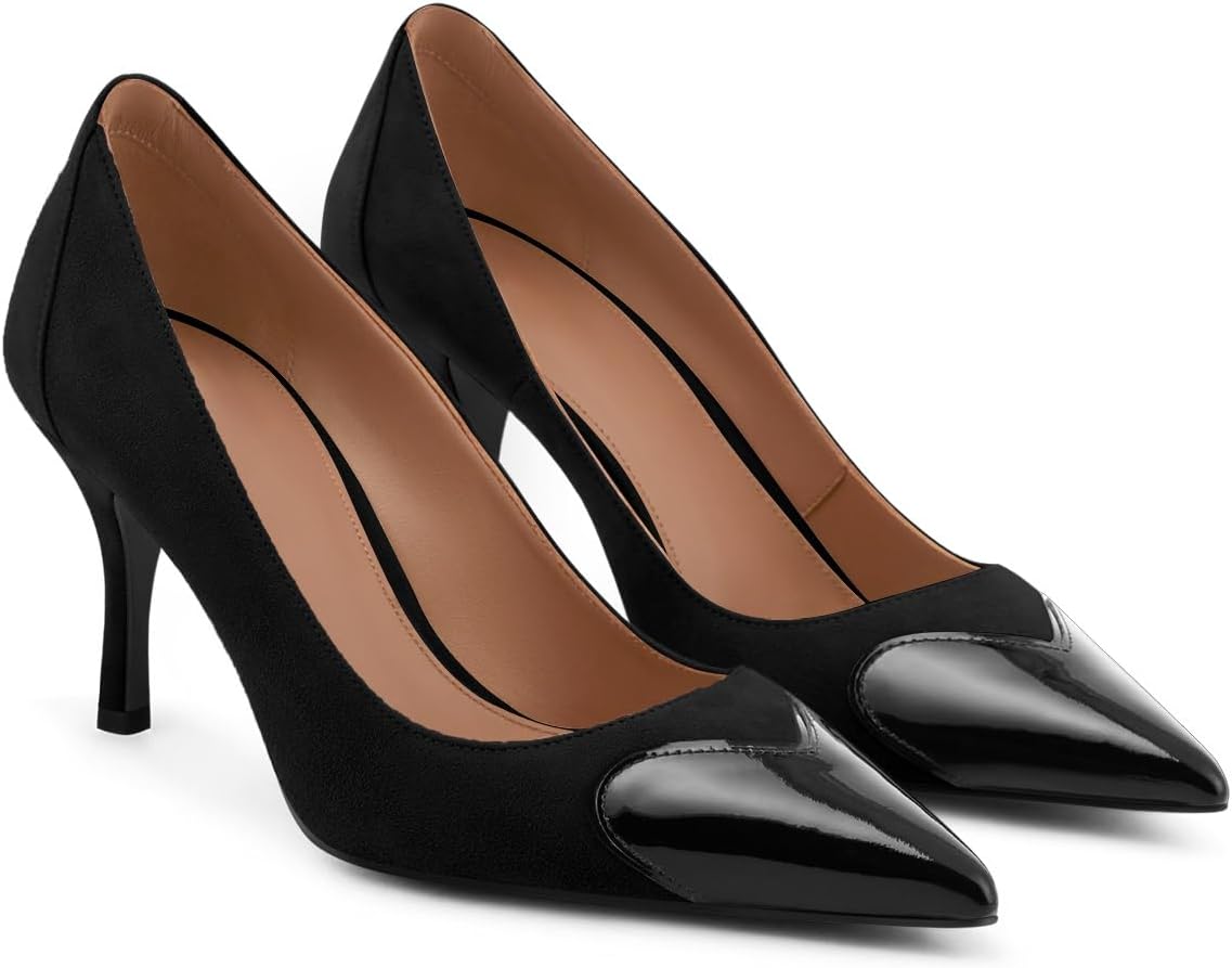 Coutgo Womens Closed Pointed Toe Pumps Heart Stiletto High Heels Wedding Bride Dress Shoes