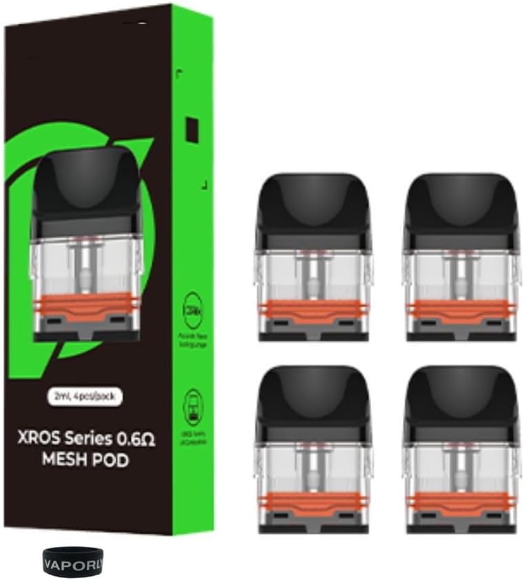 Vaporly UK Pods Compatible with Vaporesso XROS 3, XROS Nano, XROS Mini, XROS 2 Series Mesh Pod Replacements 2ml, 0.6 Ohm (12W)