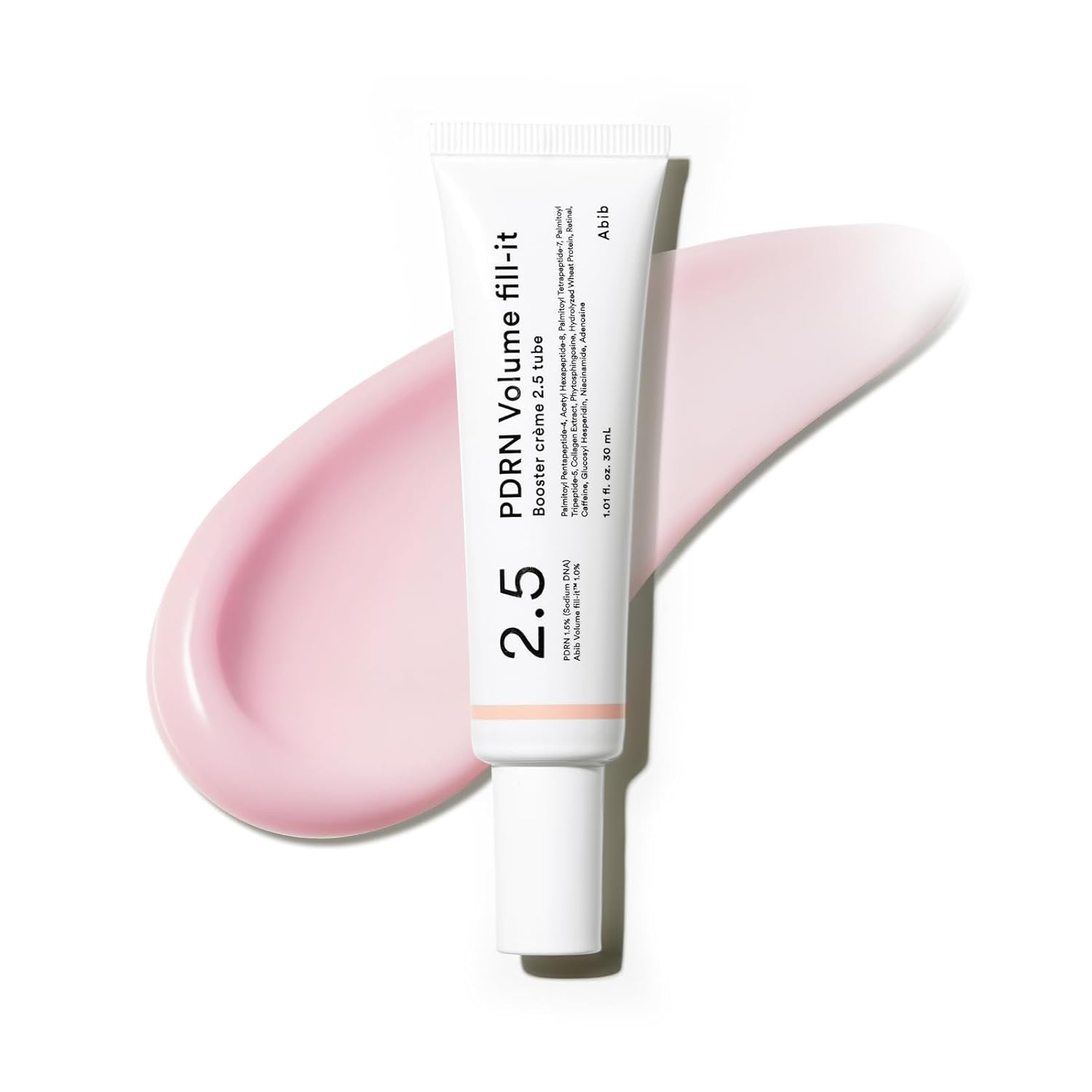 Abib PDRN Volume fill-it Booster Cream 2.5 tube | Facial Volume Plumping with PDRN 15,000ppm Peptides Retinal | For Forehead, Smile Lines & Neck Wrinkles | Anti-Aging Firming | 1.01 fl oz