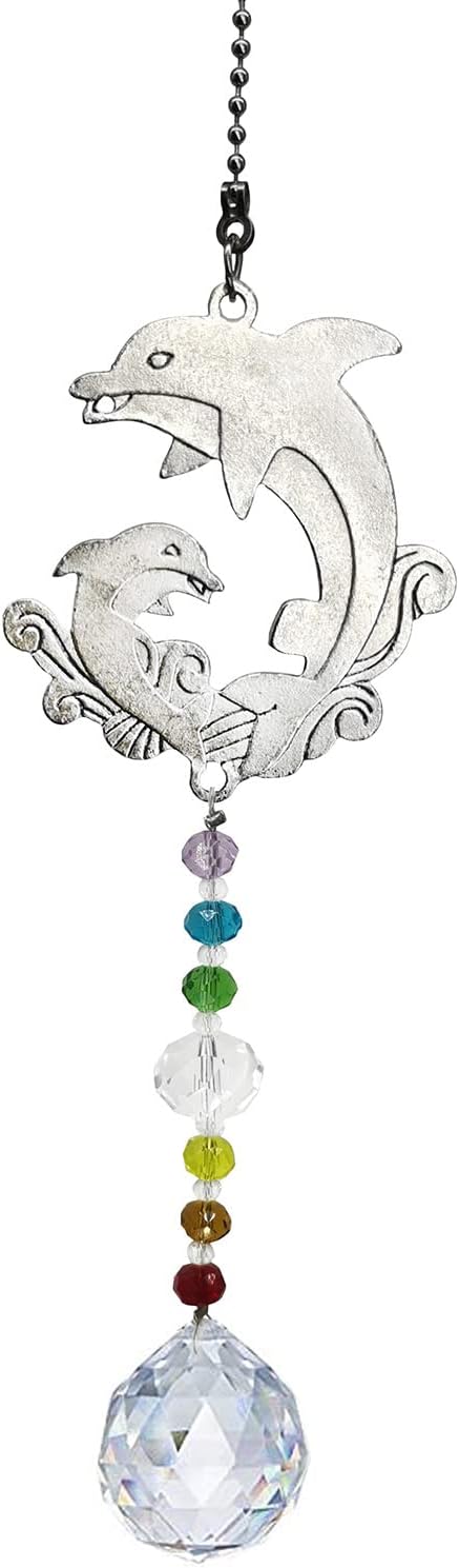 Window Hanging Suncatcher with Crystal, Hanging Rainbow Maker Ornament for garden corridors and Home Decoration (dolphin)