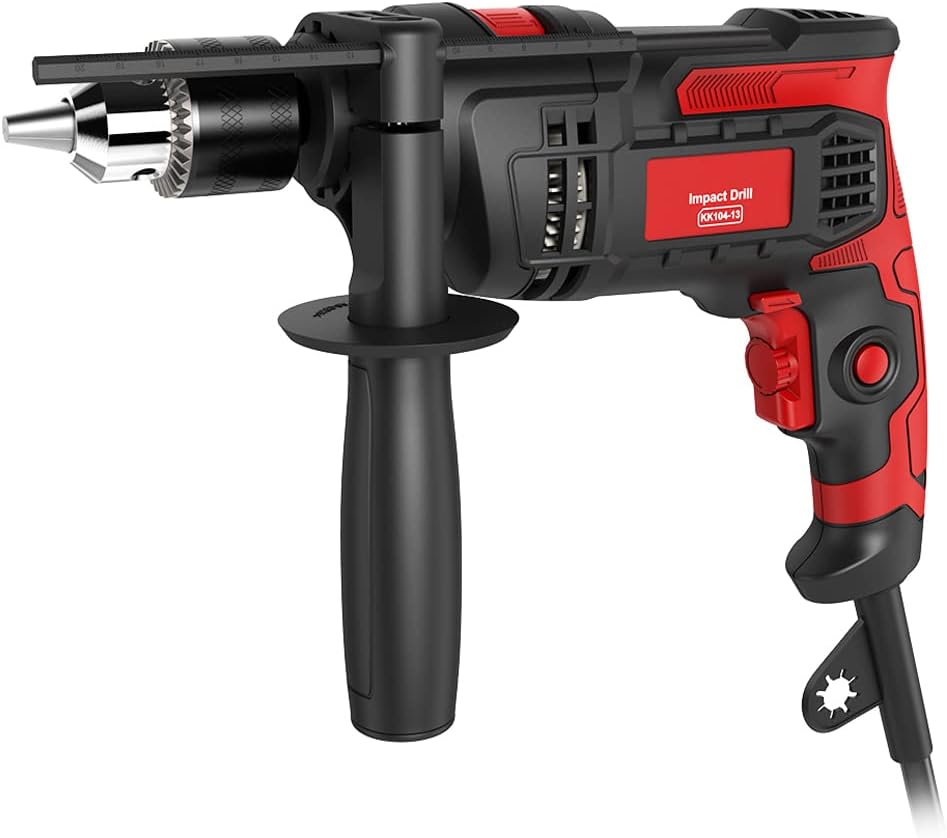 Hammer Drill 850W 3000 RPM Impact Drill with 360° Rotating Handle Hammer and Drill 2 Mode in 1 with Depth Gauge for Drilling Steel Masonry Concrete Wood