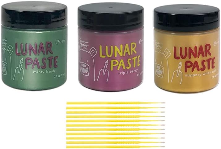 Simon Hurley Lunar Paste Bundle - Triple Berry, Minty Fresh, and Slippery When Wet Lunar Paste - Three, 2 oz Jars - with Trebbies Detail Sticks