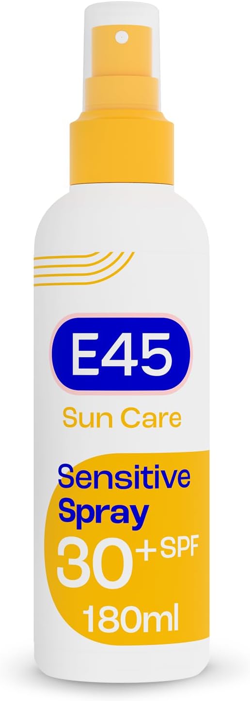E45 Sunscreen Spray for Sensitive Skin SPF 30 - Hydrating Sun Protection with high UVA and UVB - Instantly Moisturising for Dry Skin, Sensitive Skin and Eczema Prone Skin - 180 ml