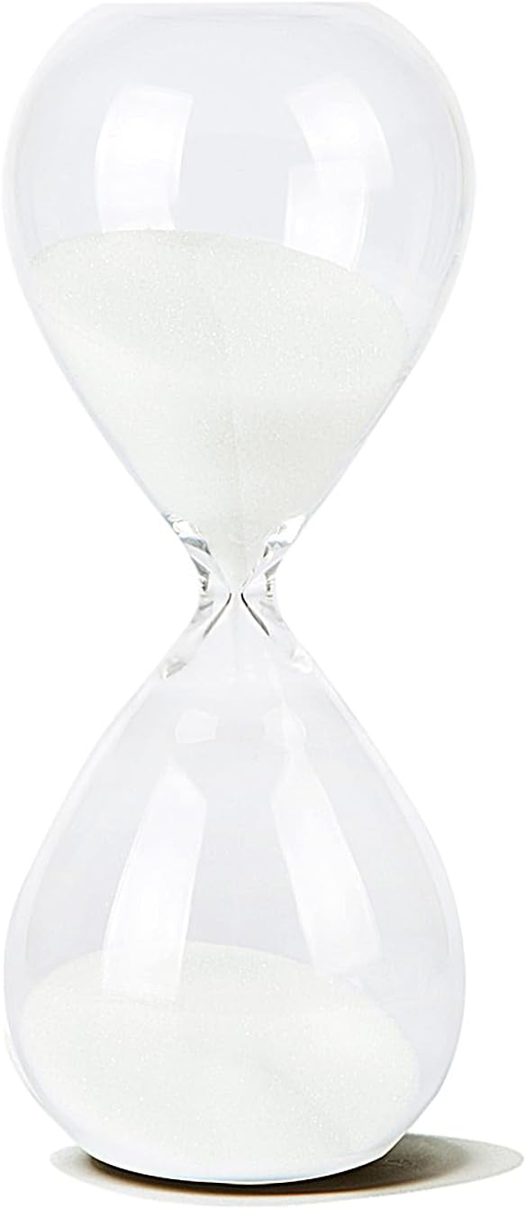 Hourglass, HoveBeaty Hand-Blown Sand Timer Set for Time Management 15 Minutes Durable Glass Construction (15 min, White)