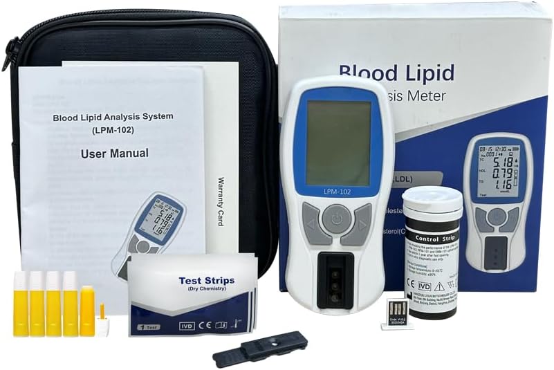 Cholesterol Meter Cholesterol Test Meter Lipid Test Meter Cholesterol Test Kit Analyzer + 5 Strips