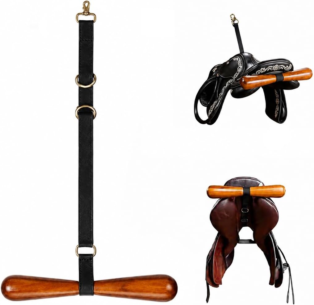 1 Pcs Saddle Rack, T Bar Saddle Hanger and Horse Tack Storage for Home Stables, Adjustable Wall Mounted Horse Tack Storage, Portable Stand for Western and English（Black）
