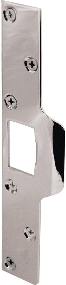 Prime-Line U 9476 Maximum Security Latch Strike, 1-1/4 In. x 7-7/8 In., Steel, Chrome Plated (Single Pack)