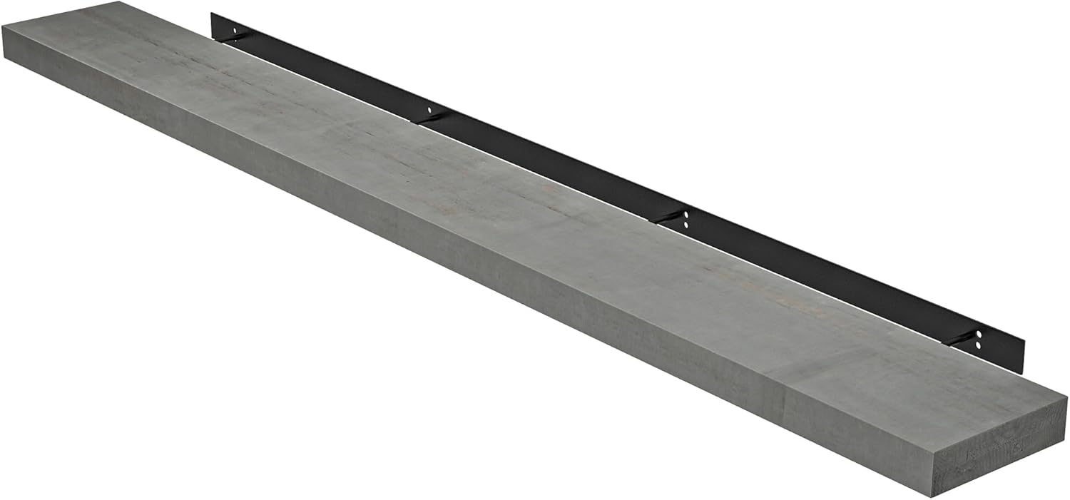 HOMCOM 72 Inch Fireplace Mantel, Floating Farmhouse Solid Fir Wood Shelf, Handmade Heavy Duty Wall Mounted Shelf, with Metal Bracket, Rustic Gray