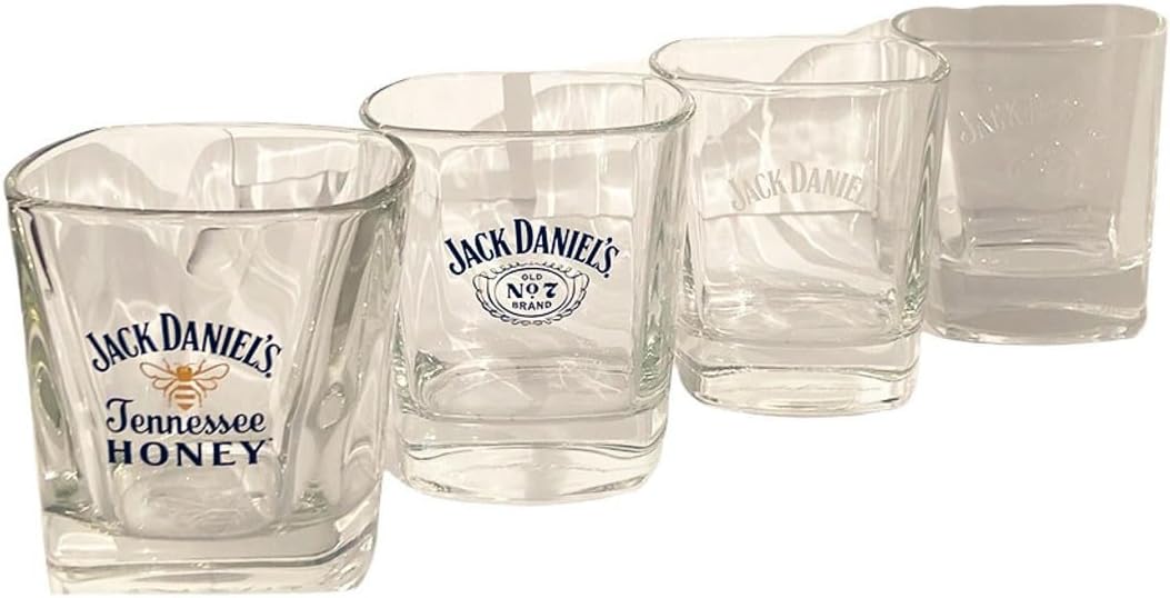 Jack Daniel's Old No.7 Collectable 4 Glass Tumbler Whiskey Glasses Set