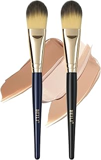 BEILI Foundation Brush Set for Liquid Mask Concealer Makeup Flat Foundation Makeup Brushes for Liquid Cream Foundation Powder Buffing Blending Premium Face Makeup Brushes(2Pcs)