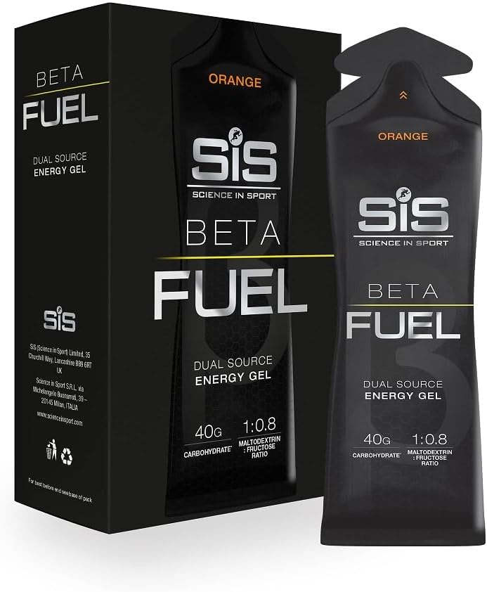 Science in Sport Beta Fuel Gels Dual Source Energy Gel, Orange Flavour, 40g of Carbs Per Pack, 60 ml Pack (6 Pack)