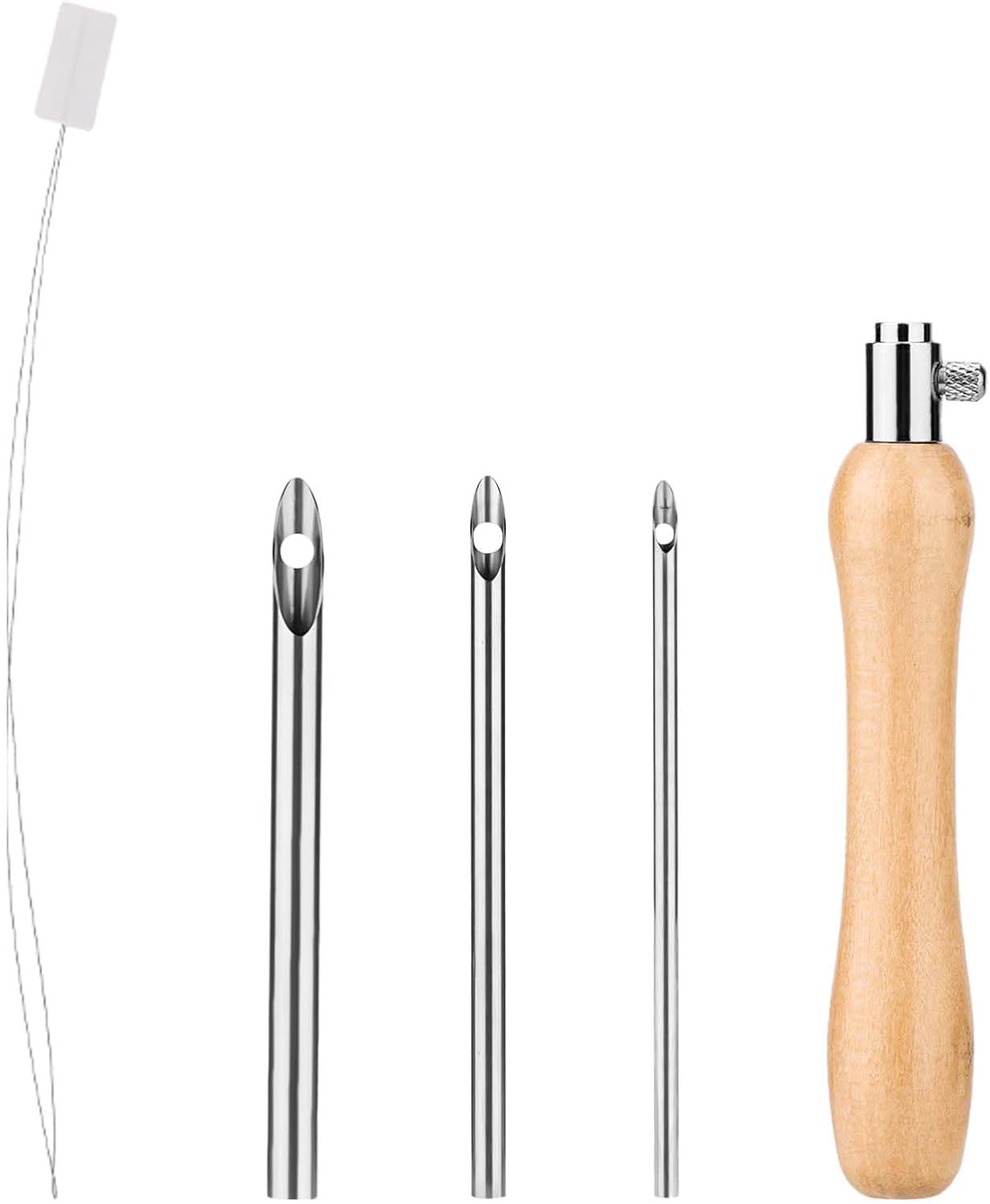 5pcs Punch Needle Kit, Punch Needle Tool Includes 2/3/4mm Metal Punch Needle Tips & Handle & Punch Needle Threader Punch Embroidery Pen Kit for Adults Beginner Floss Cross Stitching DIY Craft