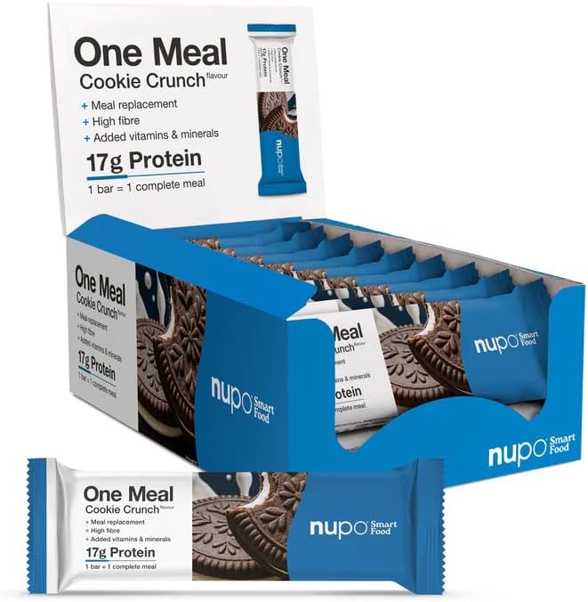 NUPO One Meal Bar – Cookie Crunch I Tasty meal replacement bars for a balanced diet plan I Helps you lose weight I High in protein I 24 vitamins and minerals I 15 x 60g