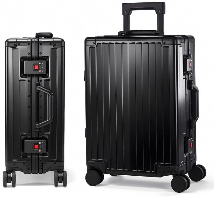 All Aluminum Carry On Luggage 22x14x9 Airline Approved,Hard Shell Carry On Luggage, Zipperless Luggage Aluminum Suitcase Luggage (black, 20inch)