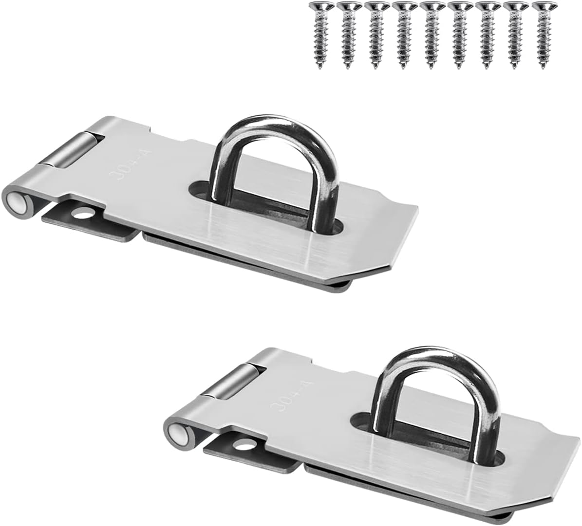 2Pcs Stainless Steel Gate Lock Hasp, Safety Packlock Clasp Lock Set for Doors, Cabinets, Closets and More (3inch-Silver)