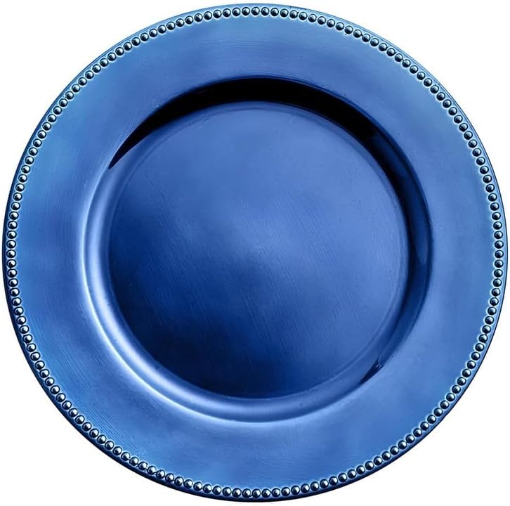 OCS Parts Pro Series 6-Pack Royal Blue Charger Plates | 13-Inch Beaded Rim Charger Plates for Home Dining, Restaurants, Weddings, and Catered Events