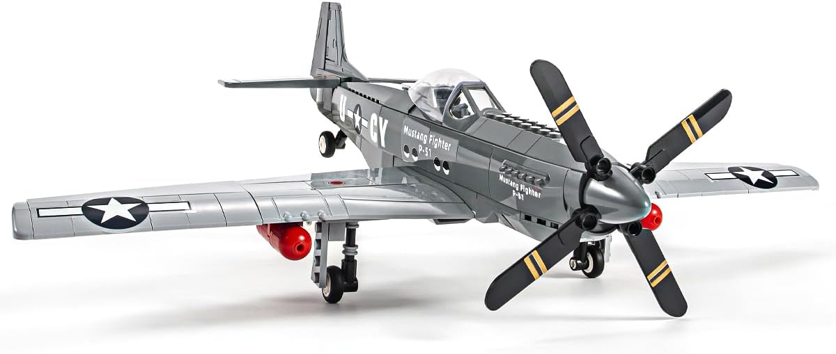 DAHONPA P51 Mustang Fighter Building Blocks for Adults, Military Army Airplane Building Bricks Set, 258 Pieces Building Toys Gift for Kid and Adult
