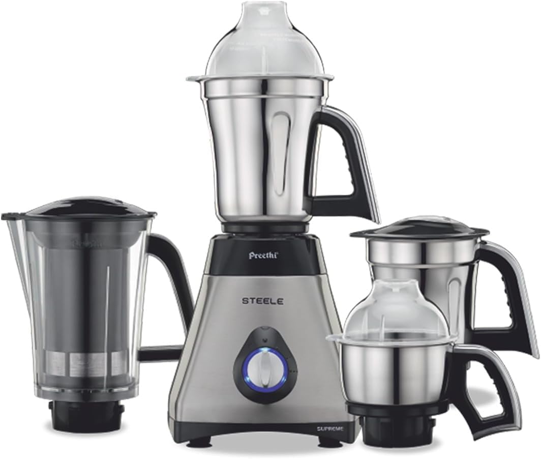 Preethi Steel MG-208 750-Watt Mixer Grinder (Silver/Black)